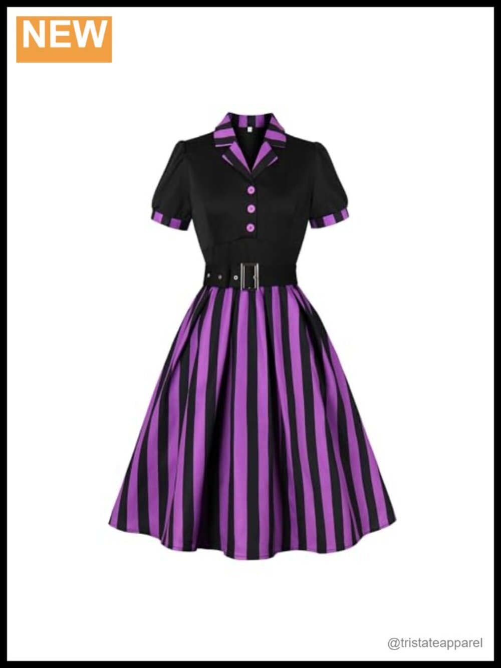 Vintage Gothic Blazer Collar Fit & Flare Dress Button Down Belted